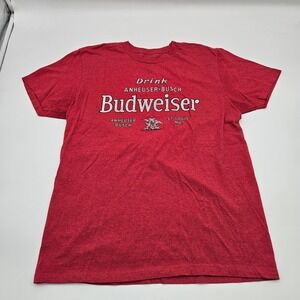 Budweiser Beer T Shirt Red Anheuser Busch Logo Graphic Tee Mens Large